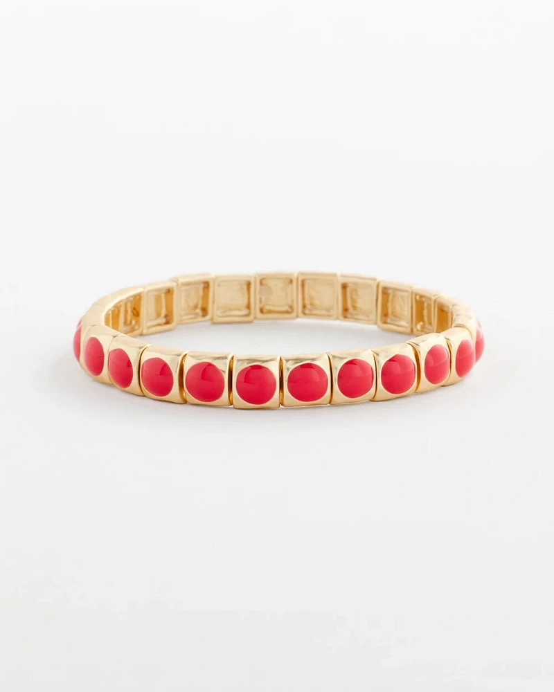 Bold Orange Goldtone Stretch Bracelet
