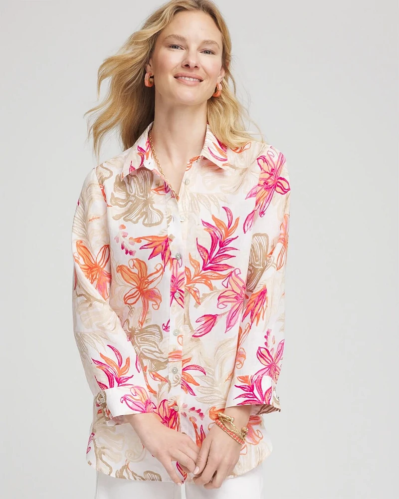 No Iron™ Tropical Floral Linen Shirt