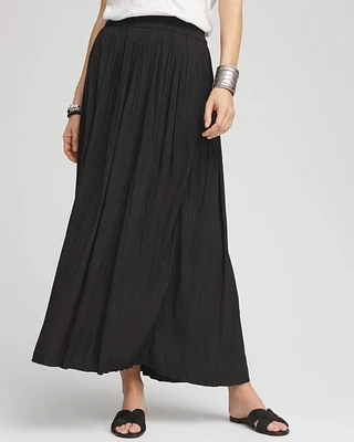 Pull-on Pleated Maxi Skirt
