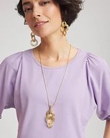Goldtone Concentric Circles Pendant Necklace