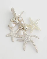 Pearl Silver-Tone Starfish Clip-On Earrings