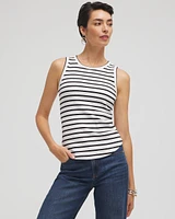 Stripe Ribbed High Neck Tank