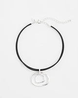 Silver Tone Rings Pendant Necklace