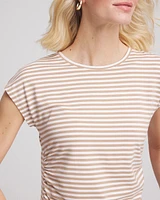 Neutral Striped Cap Sleeve Dolman Tee