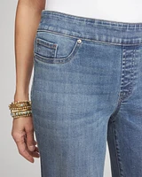 Pull-On Straight Cropped Jeans