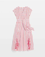 Embroidered Godet Striped Maxi Dress