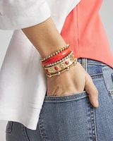 Coral Cab Stone Hinge Bangle Bracelet