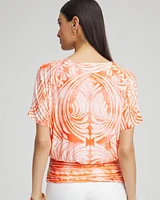 Touch of Cool™ Mesh Ruched Banded Hem Top