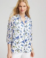Ruffle Collar Butterfly Burnout Blouse
