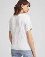 Caviar-Embellished V-Neck Pullover Sweater