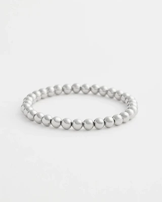 Small Beaded Silver Tone Stretch Bracelet