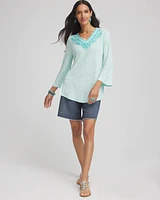 Linen Embroidered V-Neck Tunic