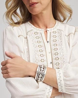 Silvertone Stretch Cuff Bracelet