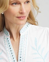 Embroidered Stand Collar Kaftan Dress