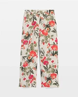 Linen Cargo Wide-Leg Pants