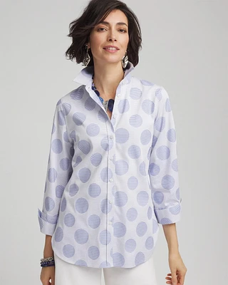 No Iron™ Polka-Dot Stretch Sateen Shirt