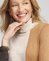 Neutral Colorblock Turtleneck Sweater