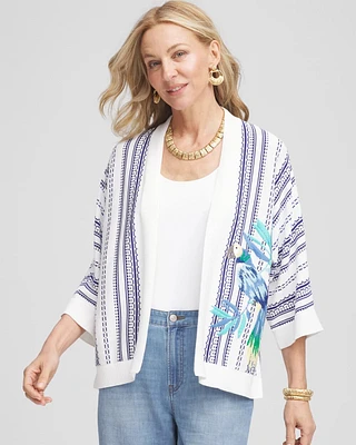 Island Motif Embroidered Cardigan