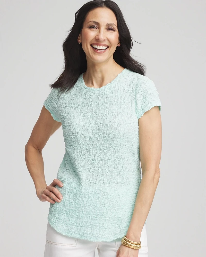 Textured Cap Sleeve Tee