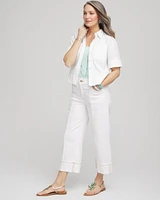 Pintuck High-Cuff Cropped Jeans