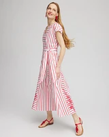 Embroidered Godet Striped Maxi Dress