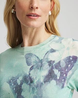 Metallic Butterfly Print Sweater Tee
