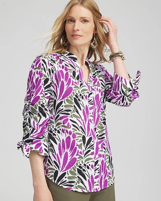 Ruched Sleeve Floral Blouse