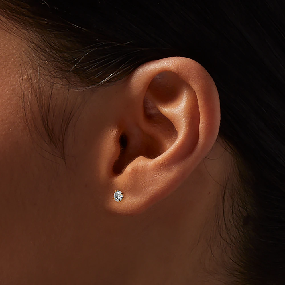 C LUXE by Claire's Gold-tone Titanium Cubic Zirconia Stud Earrings