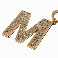Gold-tone Bedazzled Initial Keychain