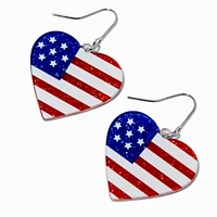American Flag Heart Drop Earrings