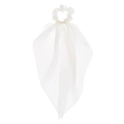 White Small Hair Scrunchie Scarf