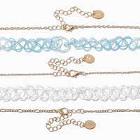 Gold-tone Chain, Y2K Beaded & Tattoo Choker Necklaces - 5 Pack