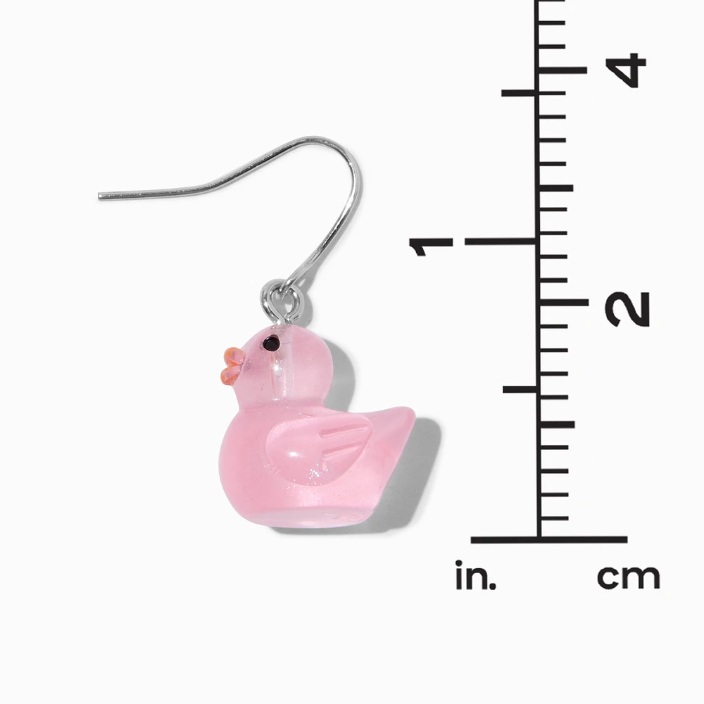 Pink Glow in the Dark Rubber Duck 0.75" Drop Earrings