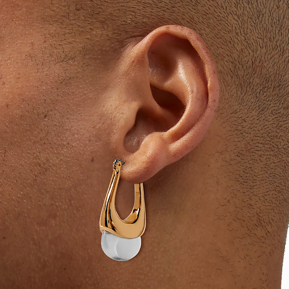 Gold-tone Clear Lucite Oblong Hoop Earrings