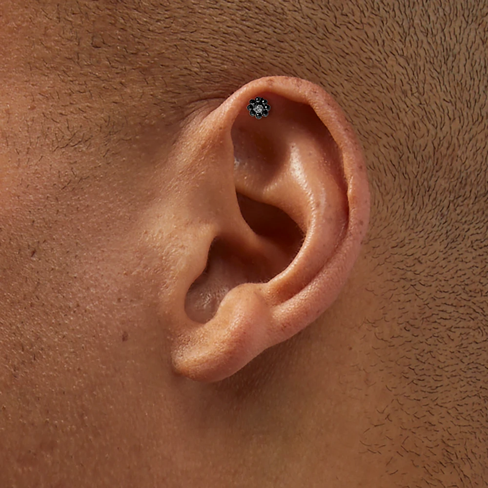 Silver-tone Titanium Cubic Zirconia Ball 18G Helix Earrings - 3 Pack