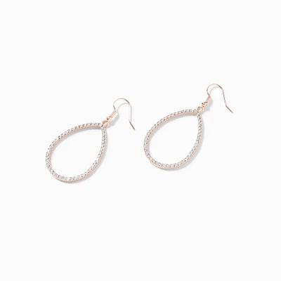 Rose Gold 2.5" Crystal Teardrop Drop Earrings