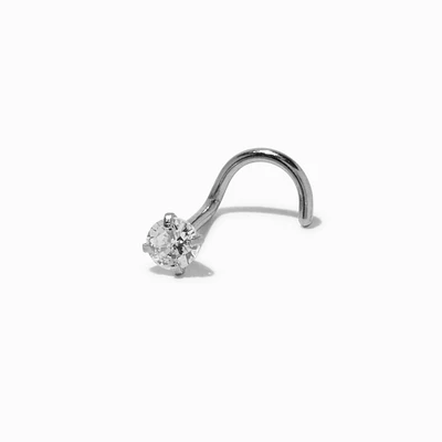 20G Silver-tone Stainless Steel Cubic Zirconia Nose Stud