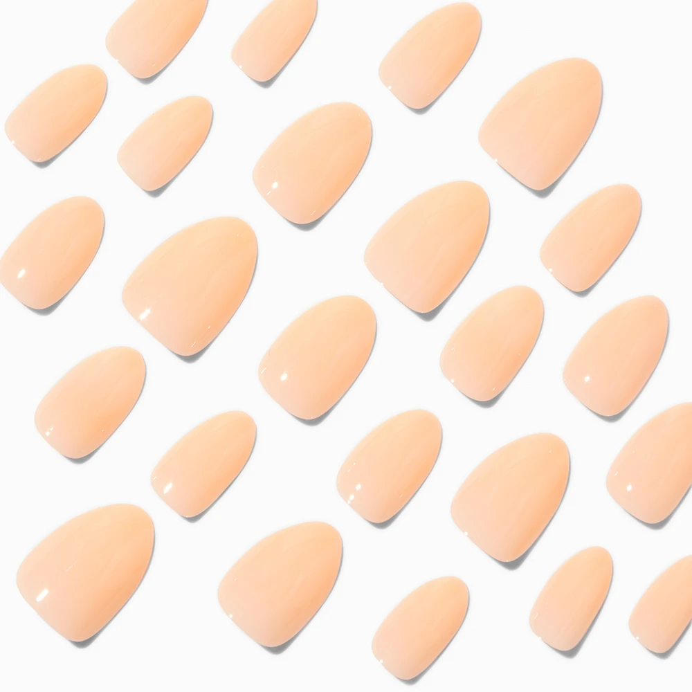Orange Glossy Short Almond Vegan Faux Nail Set - 24 Pack