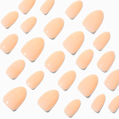 Orange Glossy Short Almond Vegan Faux Nail Set - 24 Pack