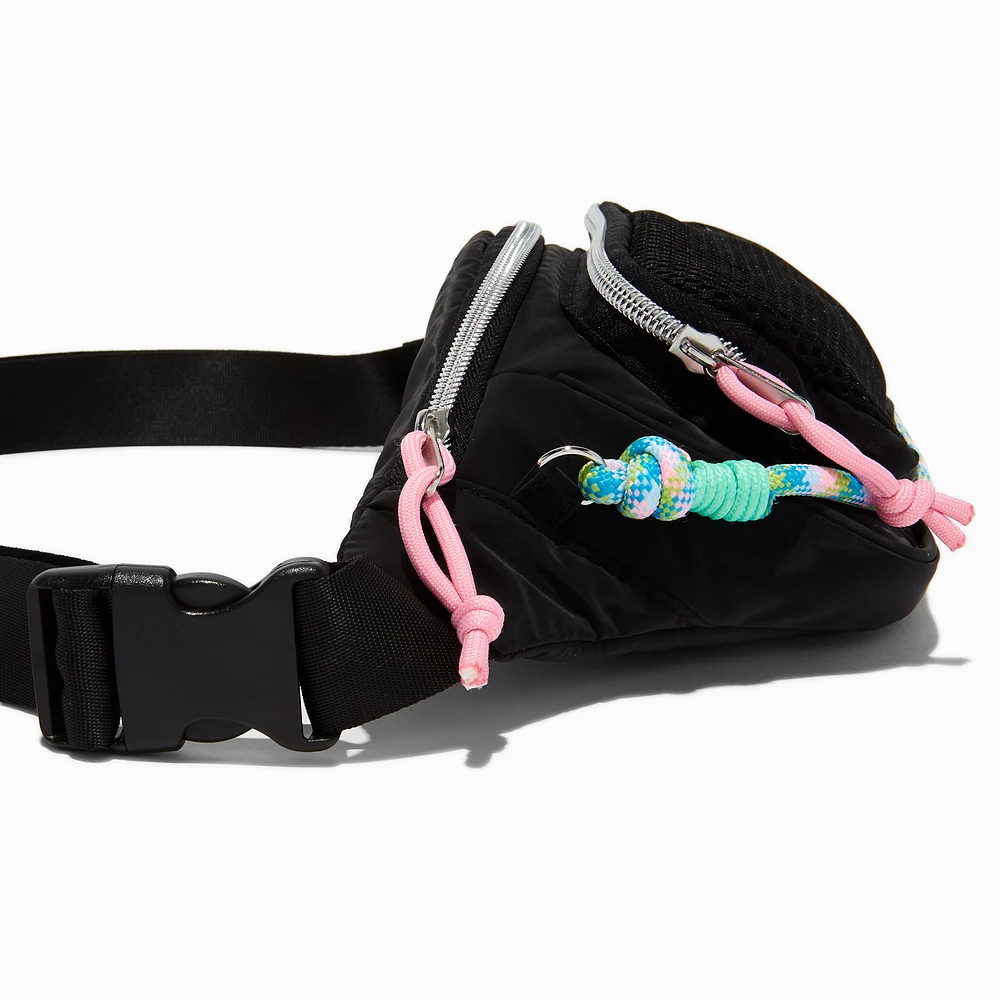 Black Nylon Cord Belt Bag