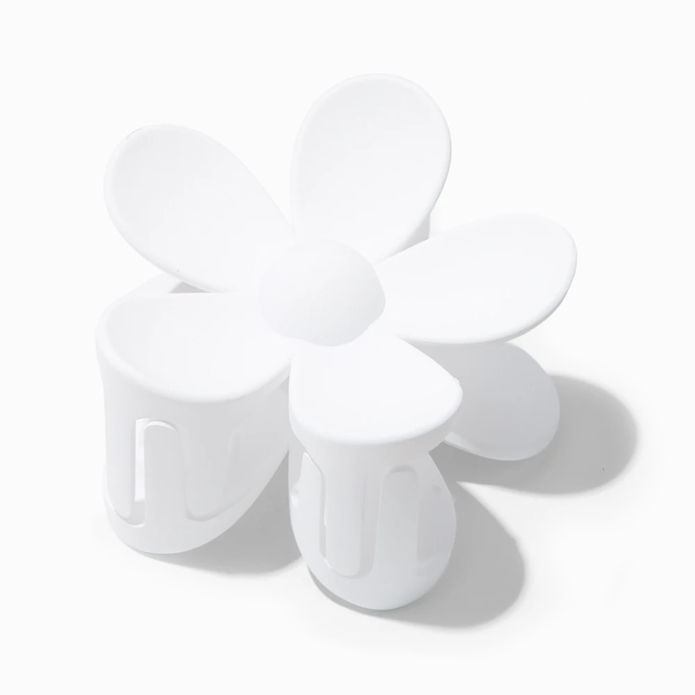 White Matte Flower Hair Claw