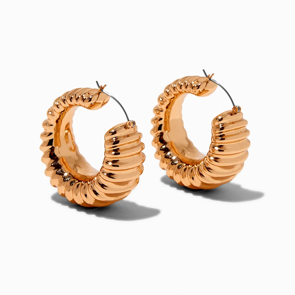 Gold-tone Treaded Hoop Earrings 