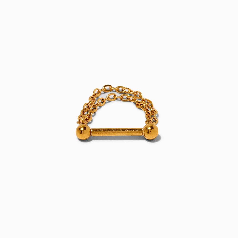 16G Gold-tone Stainless Steel Threadless Septum Nose Stud 