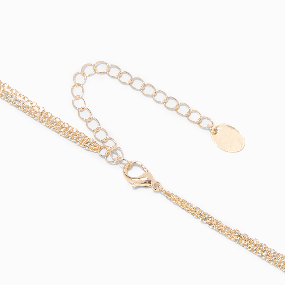 Gold-tone Cubic Zirconia Confetti Multi-Strand Necklace 