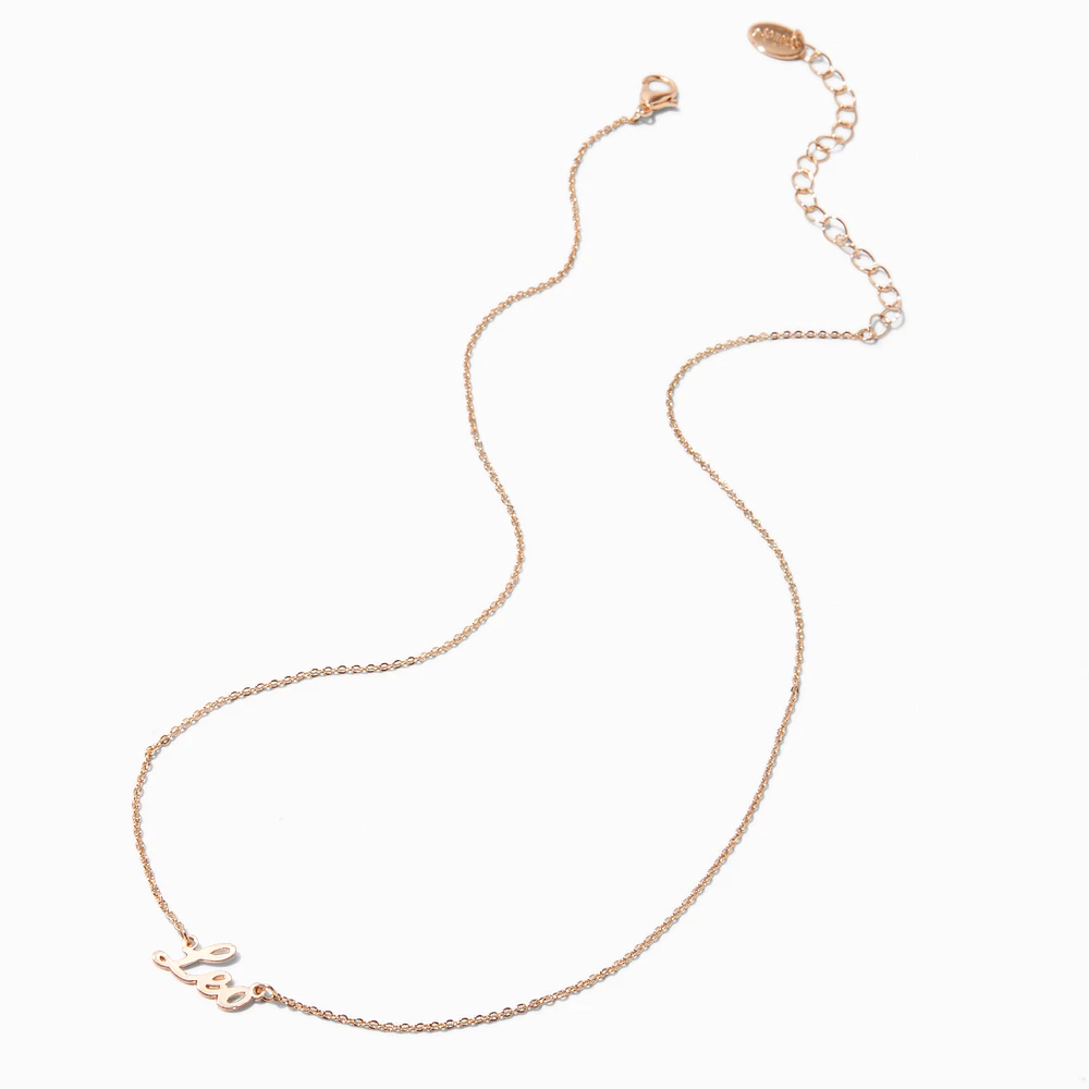 Gold-tone Script Zodiac Pendant Necklace - Leo