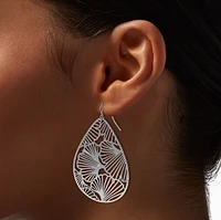 Silver-tone Filigree Teardrop Drop Earrings