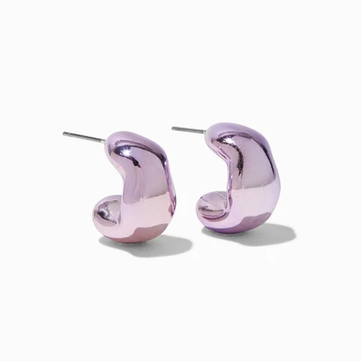 Purple Chunky Bean 1" Drop Earrings