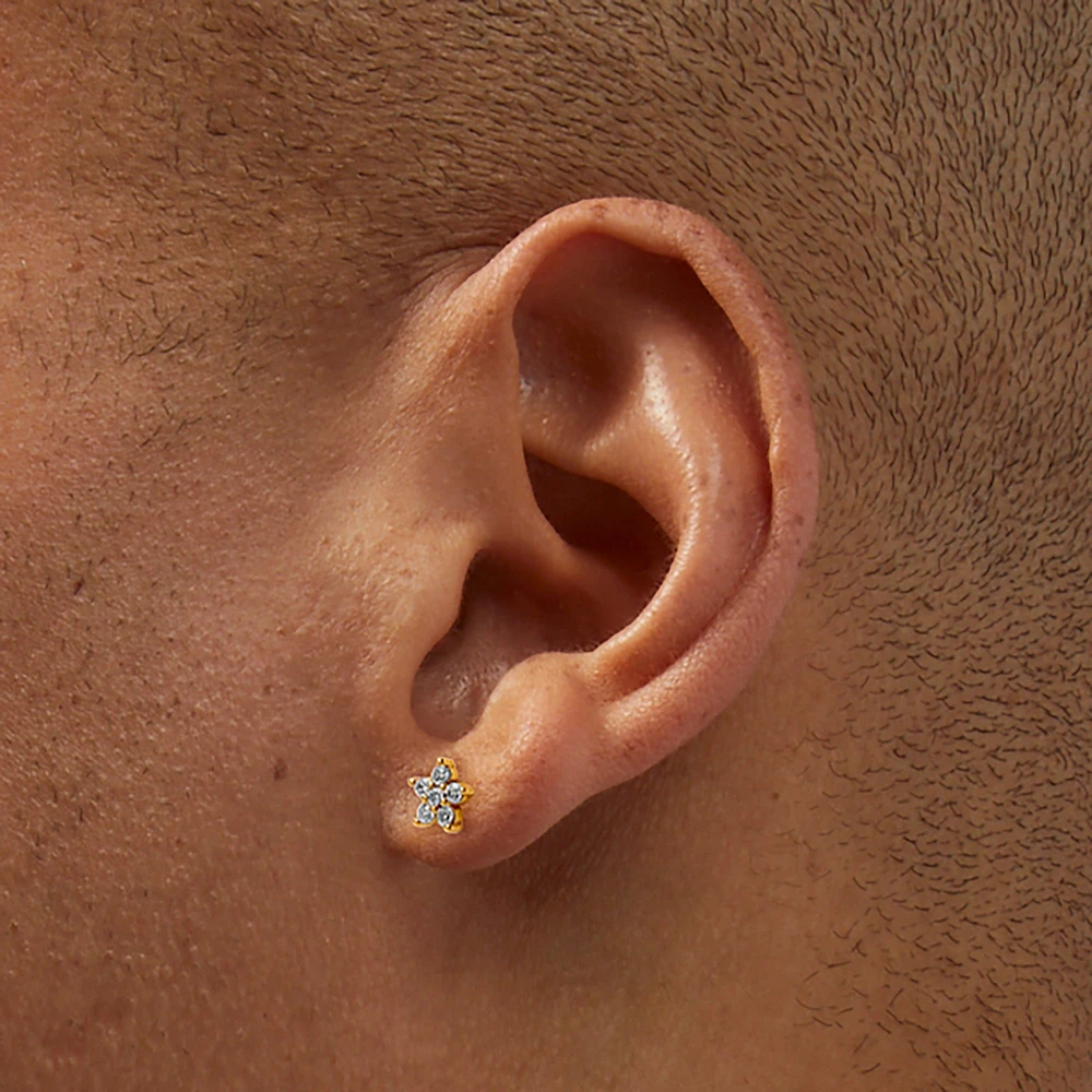 C LUXE by Claire's 18kt Gold Plated Cubic Zirconia Flower Stud Earrings