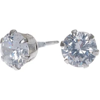 C LUXE by Claire's Sterling Silver Cubic Zirconia 6mm Round Stud Earrings