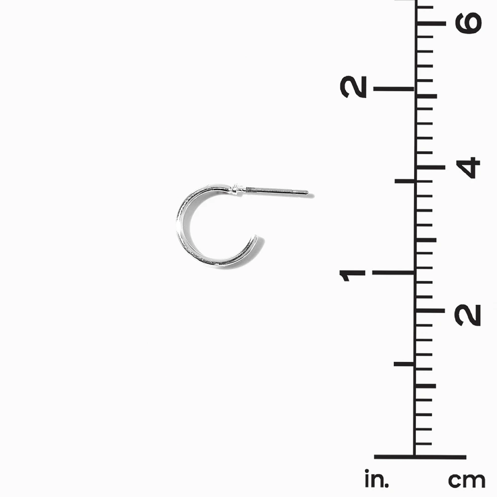 Silver-tone Cubic Zirconia Studs & White Enamel Hoop Earrings - 3 Pack